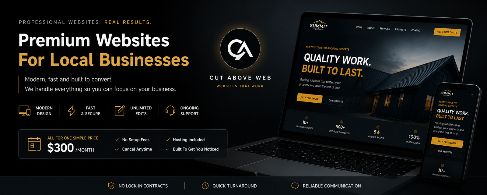 Cut Above Web premium website service showcase
